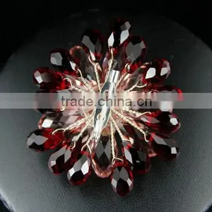 Pink Red Crystal Pearl Brooch thumbnail-3