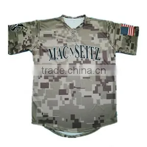 New Design Dry Fit Button Down Baseball Jersey , 100% Polyester Camo Baseball t Shirt thumbnail-1