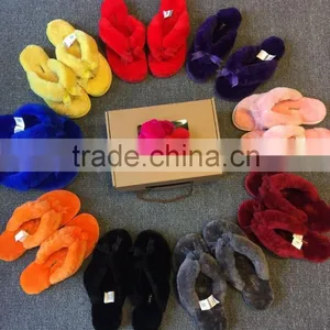 Hot Wholesale 100% Sheepskin Slippers Fur Lined Slippers thumbnail-1