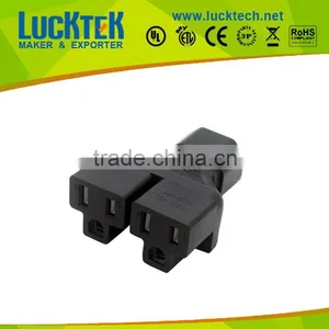 IEC320 Power Adapter, C14 to 2 x Nema 5-15R Y Splitter Power Adapter thumbnail-1