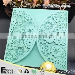 Q93 Laser Flower Ribbon Wedding Decoration Invitation Card Quality Choice thumbnail-1