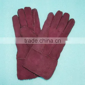 Machine Made Leather Fur Gloves Women/men Double Face Gloves KZ140039 thumbnail-1
