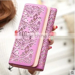 Fashion Hollow Out Design Paper Women Wallet With Custom Pattern , Chinese Paper Cut Design Lady Girl Wallet With Magnet Closure thumbnail-1