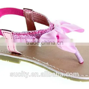 Wholesale Elegant Sexy Girls Flat Rose Red Sandals With Bow thumbnail-4