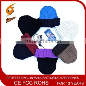 Embroidered Logo Winter Music Acrylic Hat Headphoen&headset for Children thumbnail-1