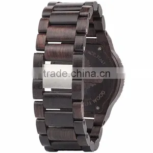 2015 Man Wooden Watch Ebony Case Even Strap / Japan Calendar Movement thumbnail-3