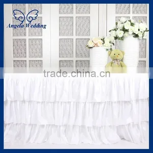 SK002J New Arrival Custom Made 6ft Rectangle Taffeta Ruffled Purple Ruffled Wedding Steps in Table Skirting thumbnail-2