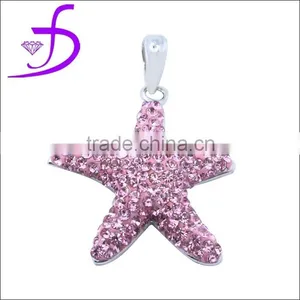 Glued CZ Silver Handmade Ocean Plant Starfish Pink Pendant thumbnail-1