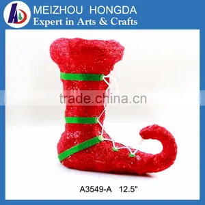 Christmas Ornaments With Fabric Red Shoe LED Light thumbnail-1