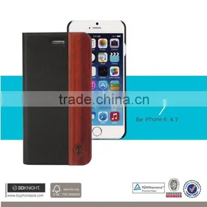New Arrival High Quality PU Leather Cover for IPhone 6 Leather Flip Wallet Case Wood thumbnail-1
