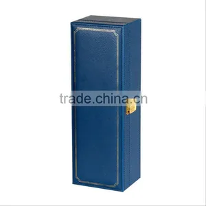Chinese Factories Wholesale Custom Luxury Single Bottled Wine Box, Leather Blue Fashion Beautiful Gift Box thumbnail-1