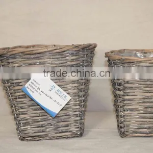100%Handmade Willow Garden Wicker Basket for Flower Plants With Plastic Liner Wicker Flower Pots thumbnail-5