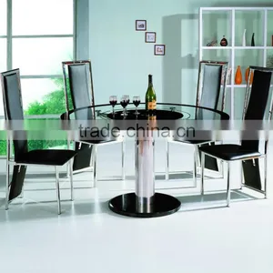 TH633 Modern Design Tempered Glass Top Dining Table thumbnail-1