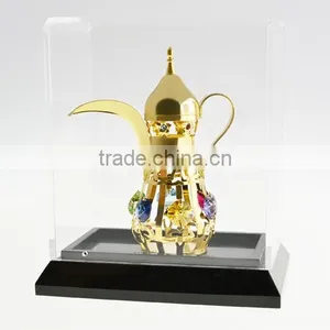 Gold Plated Decorative Mid-east Kettle With Acrylic Box for Home Decoration thumbnail-1