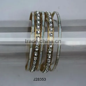 Mother of Pearl Mosaic Bangles on Brass Base thumbnail-1