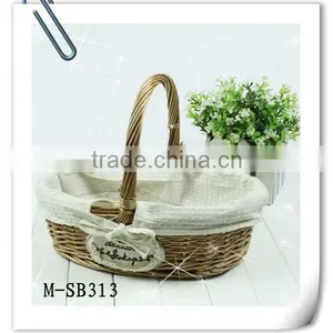 OVAL Wicker Storage Basket With Fixed Handle thumbnail-1