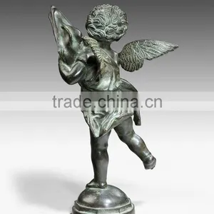 Outdoor Garden Decoration Bronze Metal Crafts Large Fish Sculpture Fountain With Angel thumbnail-3