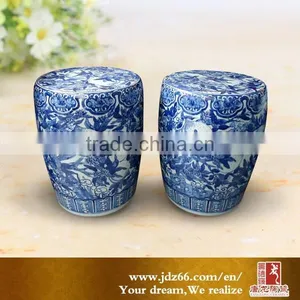 Peach Painted Blue and White Style Excellent Quality Antique Porcelain Stool thumbnail-1