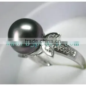 925 Silver Ring Setting With Black Tahitian Pearl Ring thumbnail-1