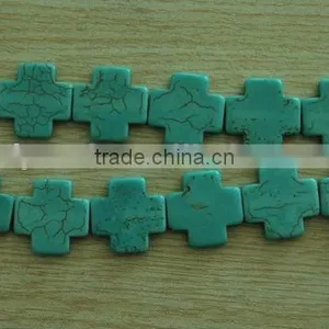 Wholesale 16" 26*26*5mm Cross Turquoise Beads Loose Strands thumbnail-1