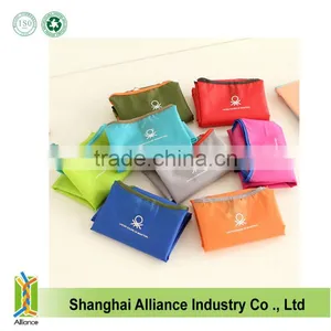 Cheap Reusable Colorful 190T Nylon Foldable Shoulder Shopping Bags With Pocket thumbnail-1