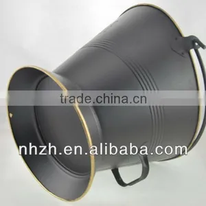 Matte Black Metal Coal Scuttle With Gold Edge thumbnail-2