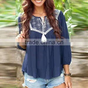 Womens Summer Printed Loose Casual Blouse 2016 thumbnail-5