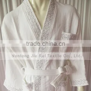 Two Colors Hotels Thick Absorbent Soft Cotton Robe Bathrobes Waffle Bathrobes Chevron thumbnail-4