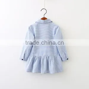 Hot Sale Baby Girl Blue and White Strip Cotton Shirt for Weekday Style thumbnail-2