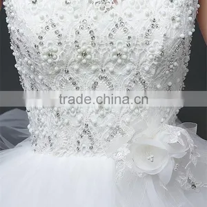 Cream Sleeveless A-line Tiered Wedding Dress Beaded Corchet Cut Out Back Crisscross Bride Grown thumbnail-5