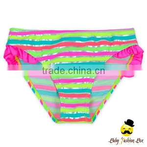 Summer New Model Design Fluorescence Color Striped Halter Separable Type Teen Girl Bikini Bra Swimwear thumbnail-6