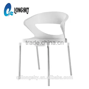 LS-4018 Wholesale Furniture PP Stacking Plastic Leisure Chair PP Plastic Chair With Steel Legs thumbnail-2