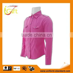 100% Cotton Design China Made Popular Ladies Pink Color Dress Shirt thumbnail-1