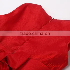 Hot Selling Red Girls Dresses Decorated With Big Flower Fashion Solid Kids Vestido Wholesale Child Wear thumbnail-5
