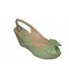 Light Weight 10.5cm Heels PU Material Ladies Green Peep Toe Wedge Sandals thumbnail-1
