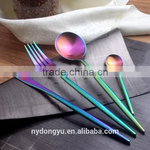 304 Stainless Steel Blue Plating Knife Fork Spoon 4 Piece Set Tableware/tewer Fork Knife Set Cultery /fancy Dining Tableware thumbnail-1