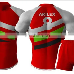2016 Trendy Red Custom Design Sublimation Rugby Jersey With Socks thumbnail-6