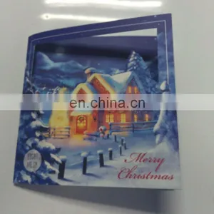 Cute Funny Handmade Paper Led Light up Greeting Christmas Cards With Button thumbnail-1