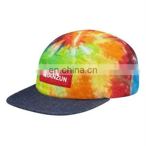 Custom Design Tie Dye Hats 5 Panel Hat With Woven Label thumbnail-1