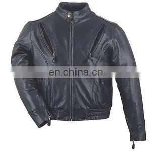 HMB-0468A LEATHER JACKETS MOTORBIKE COATS BLACK BIKER STYLE thumbnail-1