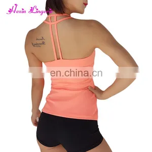 Oem Factory Wholesale Fashion Women Sports Yoga Orange Tank Top Gym thumbnail-3