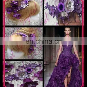 Aidocrystal Purple Classic Lace With Crystal Flower of Hair Comb, Wedding Party Bridal Hair Accessories thumbnail-1