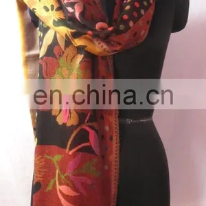 Cashmiri Pashmina Girls Neck Wrap Women Wear Hijab Scarf Girls Dupatta Shawl Wholesale Stole Scarves Designer Floral Print Scarf thumbnail-2