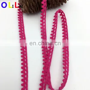 OLCT071 0.8cm Fashion Pink Cotton African Tulle Lace Crochet Guipure for Ladies Clothes thumbnail-1