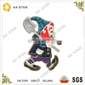 Red Mustache Grandfather Custom Wholesale Sequin Applique With a Shovel thumbnail-1
