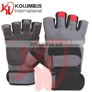 Artificial Leather Weight Lifting Gloves, Grey And Black Weight Lifting Gloves, Amara Weight Lifting Fitness Gloves For Workout thumbnail-1