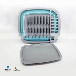 2018 Large Storage Collapsible Dish Drying Rack With Snap-on Drain Board thumbnail-5