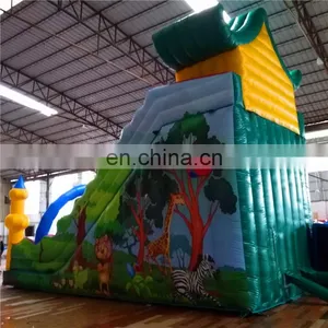 Children Jungle Forest Animal Cartoon Theme Slide / Inflatable Home Bounce House for Sale thumbnail-3