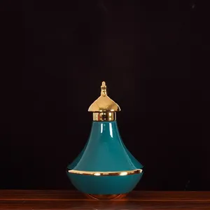 Retro Gild Fashion Light Luxury Orange Green Ceramic Flower Vase For Showroom Decor thumbnail-4