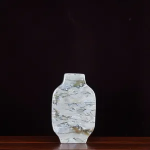 Marble Applique Countryside Style Flat Grey Gold Ceramic Vase For Coffee Shop Decor thumbnail-2